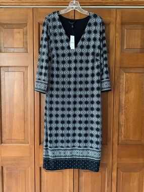 White House Black Market Black & White Patterned Dress - Reversible to Black